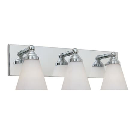Designers Fountain Hudson 21.75in 3-Light Chrome Transitional Indoor Vanity Light with White Opal Glass Shades 6493-CH